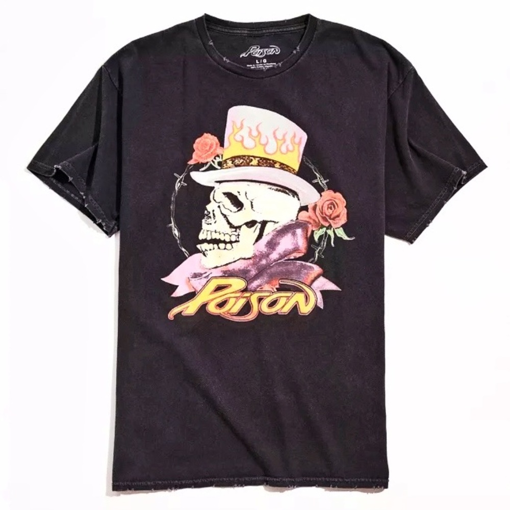 Urban Outfitters Poison Skull & Roses Black Band T-Shirt